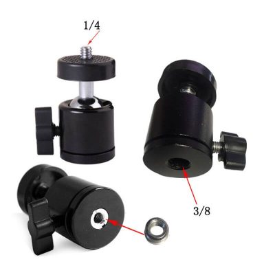 Mini rótula tipo bola con adaptador de rosca 3/8 a 1/4