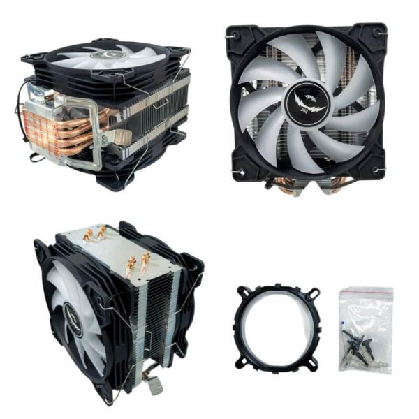 Disipador Ventilador(2) 12 cm con 4 Tubos de Cobre para CPU - Imagen 2