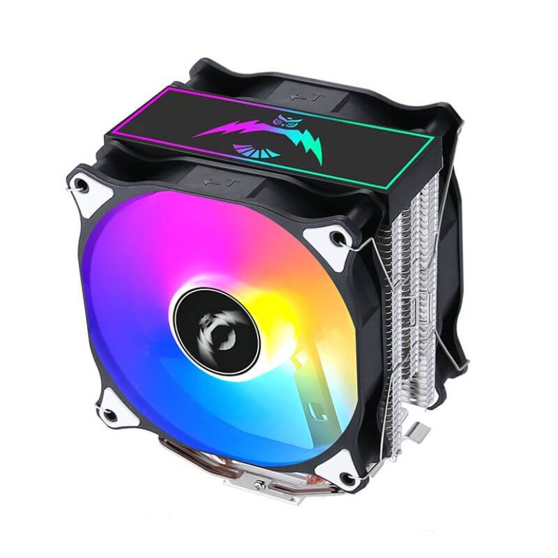 Disipador Ventilador(2) 12 cm con 4 Tubos de Cobre para CPU (Versión con control de temperatura)