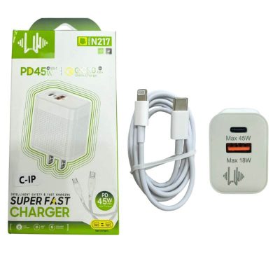 Cargador de celular dual USB 18W + PD 45W