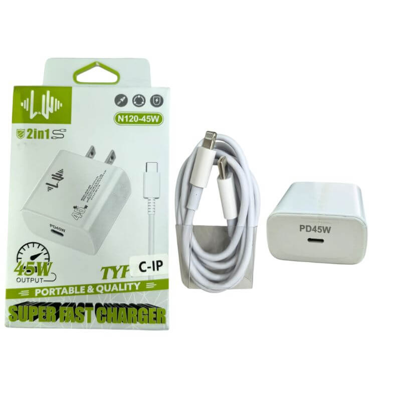 Cargador rapido PD45W con cable tipoc a iphone