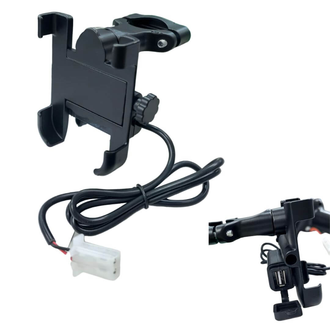 Soporte de teléfono con cargador USB para motocicleta