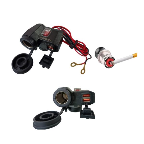 Cargador USB Dual y Toma 12V para Motocicleta con Interruptor - Imagen 2