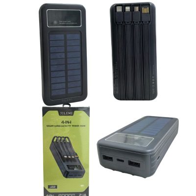 Bateria Portátil de Solar 20000mAh con 4 Cables Integrados