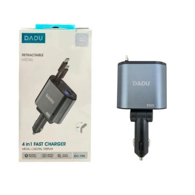 Cargador de Auto Retráctil 4 en 1,48W Carga Rápida