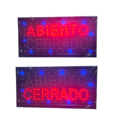 Letrero LED “ABIERTO / CERRADO” con cambio por botón