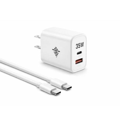 Cargador Rápido 35W Dual USB-C + USB-A con Cable Tipo C a Tipo C