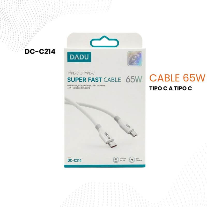 Cable USB-C a USB-C 65W – 1 Metro, Material Suave