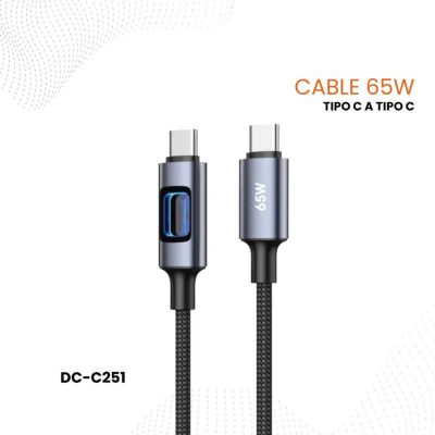 Cable USB-C a USB-C 65W con Luz LED