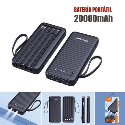 Batería Portátil 20000mAh con Cables Integrados