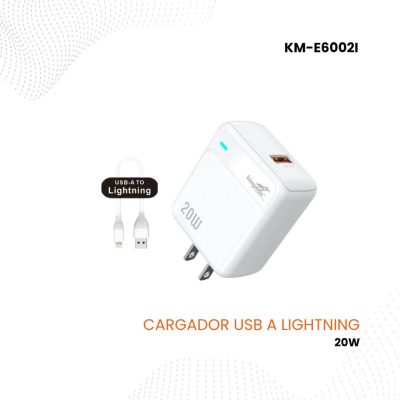 Cargador 20W USB con Cable Lightning 1.2M –  KM-E6002i