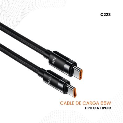 Cable DADU Tipo C a Tipo C 65W de Carga Rápida – 1 Metro