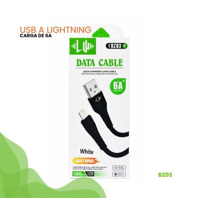 Cable USB a Lightning 6A – Carga Rápida y Transferencia de Datos