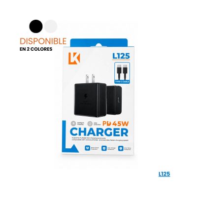 Cargador USB-C PD 45W L125 con Cable Tipo C